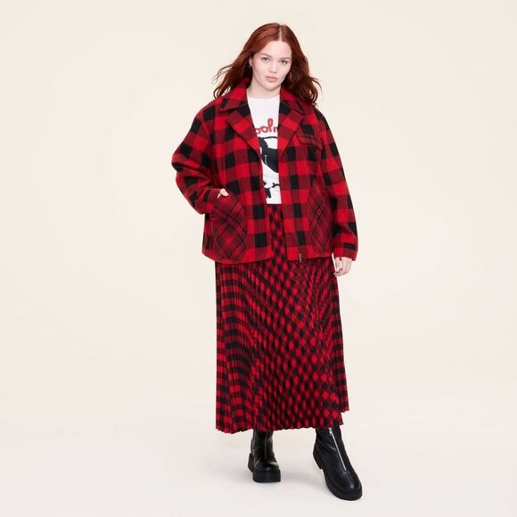 Woolrich Jackets & Blazers - Woolrich - Women's Buffalo Check Melton Jacket - Woolrich Red Red/Black